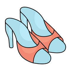 A colored design icon of shoes