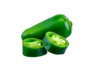 green chili peppers isolated on white background
