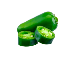 green chili peppers isolated on white background