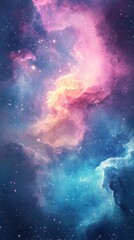 Fototapeta premium A vibrant nebula with swirling gas and dust clouds, illuminated by distant stars.