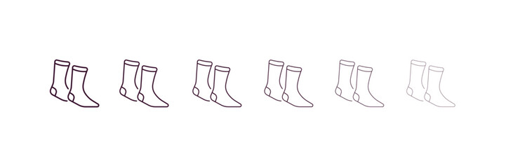 warm sock outline icon. Linear vector from fashion concept. 6 different line style warm sock icon included thin, light, regular, medium, bold, black