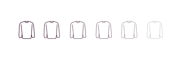 sweater with pocket outline icon. Linear vector from fashion concept. 6 different line style sweater with pocket icon included thin, light, regular, medium, bold, black