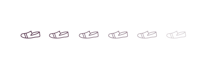 one shoe outline icon. Linear vector from fashion concept. 6 different line style one shoe icon included thin, light, regular, medium, bold, black
