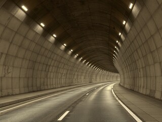 Obraz premium Tunnel images, Modern Tunnel with Curved Archways and Ambient Lighting