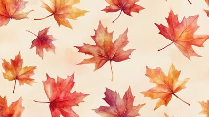 Fototapeta premium Watercolor collection of autumn maple leaves and red,yellow,Hand drawn nature design elements isolated on white background,Hand paint,Perfect for creating cards, design,copy space.
