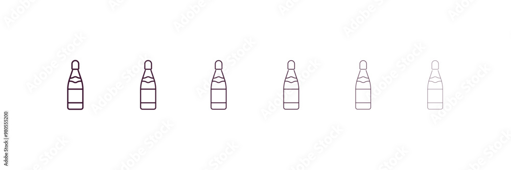 Poster champagne bottle outline icon. linear vector from food concept. 6 different line style champagne bot