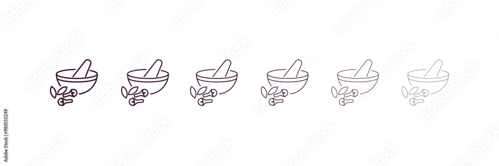 Poster spices outline icon. linear vector from food concept. 6 different line style spices icon included th