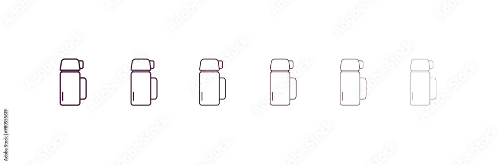 Poster thermo flask outline icon. linear vector from food concept. 6 different line style thermo flask icon