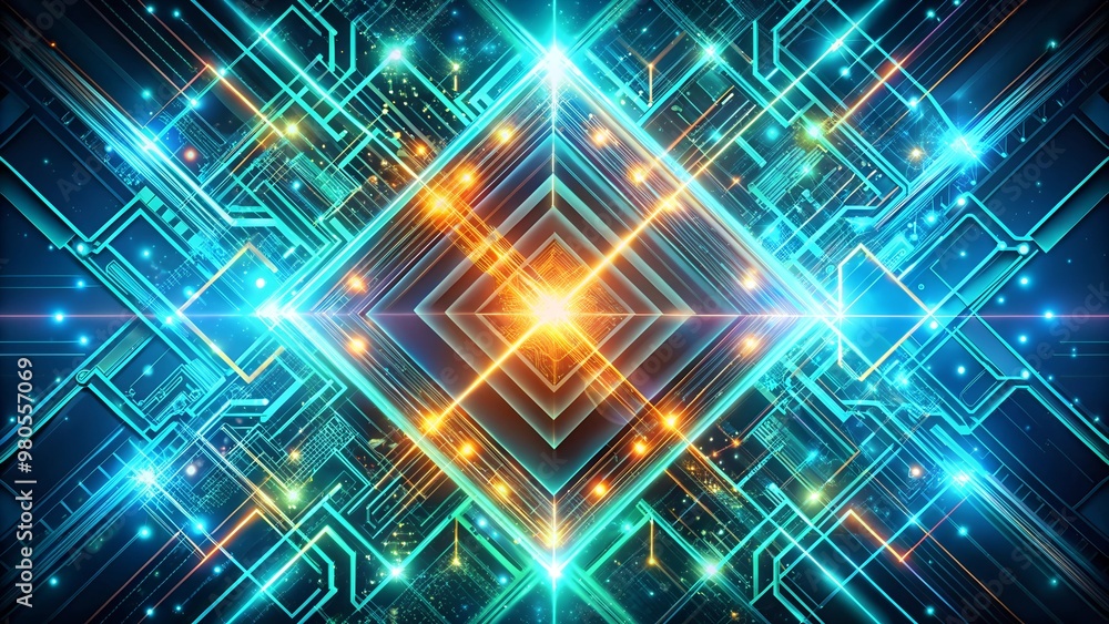 Poster abstract digital technology background with glowing circuits and vibrant colors in a futuristic desi