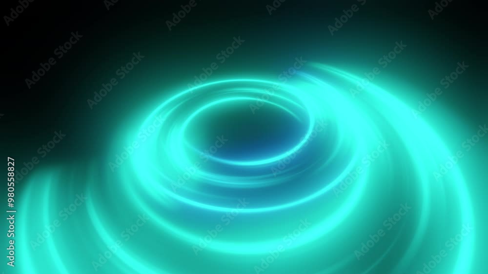 Poster luminous swirling glowing circles. computer generated 3d render