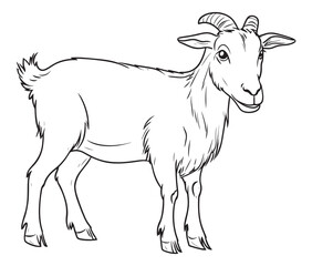 Goat on a white background goat art line coloring page 