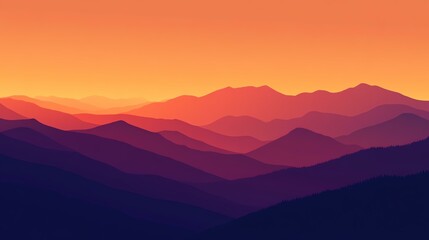 Fototapeta premium Breathtaking mountain landscape at sunset, showcasing vibrant colors and enchanting silhouettes of nature's majestic beauty.
