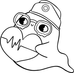Coloring page Halloween Ghost Nurse pluse heart