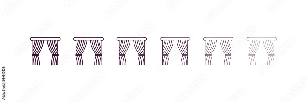 Aufkleber curtains outline icon. linear vector from furniture concept. 6 different line style curtains icon in