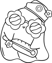 Coloring page Halloween Ghost Nurse with syringe