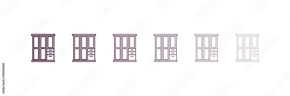 Poster cupboard outline icon. linear vector from furniture concept. 6 different line style cupboard icon in