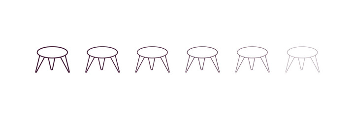 coffee table  outline icon. Linear vector from furniture concept. 6 different line style coffee table  icon included thin, light, regular, medium, bold, black