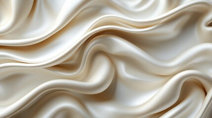 Obraz premium Soft, flowing cream-colored silk fabric with gentle waves.