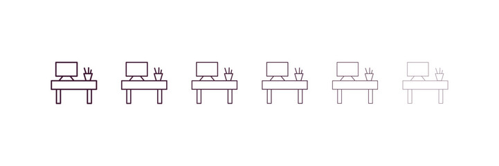 Fototapeta premium davenport outline icon. Linear vector from furniture concept. 6 different line style davenport icon included thin, light, regular, medium, bold, black