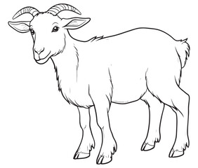 Goat on a white background goat art line coloring page 