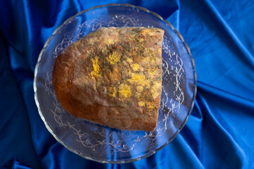 Rotten bread on decoraten serving tray