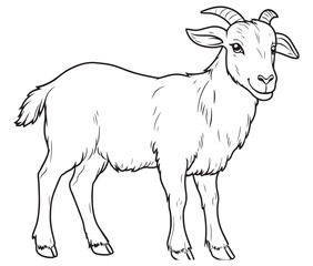 Goat on a white background goat art line coloring page 