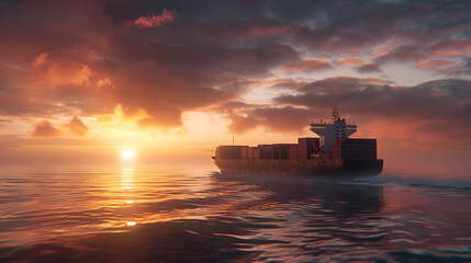 Obraz premium A ship for transporting cargo containers and also unloading it at the docks of a cargo port. AI Generated
