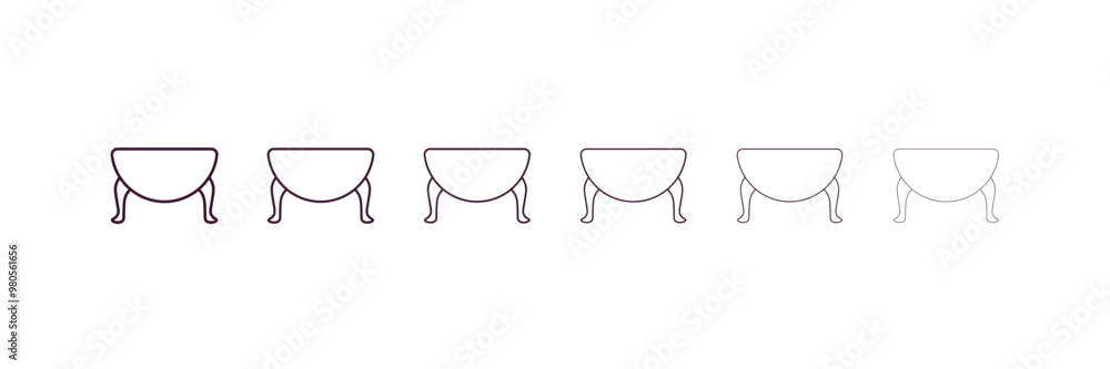 Poster gateleg table outline icon. linear vector from furniture concept. 6 different line style gateleg tab