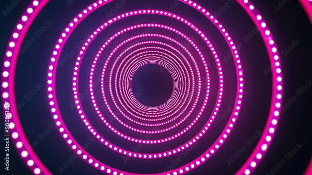 Poster dynamic circular pattern with vibrant pink lights