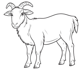 Goat on a white background goat art line coloring page 