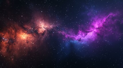Naklejka premium A vibrant cosmic scene featuring a colorful nebula surrounded by twinkling stars, capturing the beauty of the universe.