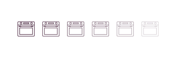 oven  outline icon. Linear vector from furniture concept. 6 different line style oven  icon included thin, light, regular, medium, bold, black