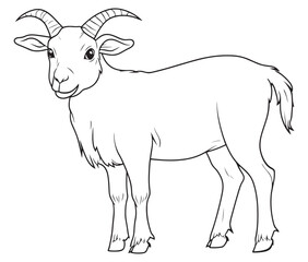 Goat on a white background goat art line coloring page 
