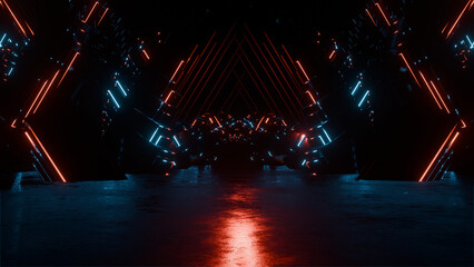 Modern room neon lights futuristic background
