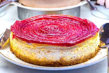 Cheesecake with Berry Jam, Close-Up