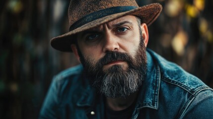 Obraz premium Man with beard and hat