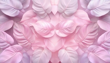 Obraz premium A symmetrical pattern of pink and white leaves creates a beautiful, abstract floral background.