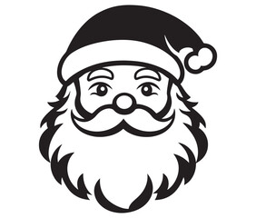 Cartoon Illustration of Santa Claus Face Character for Coloring Book