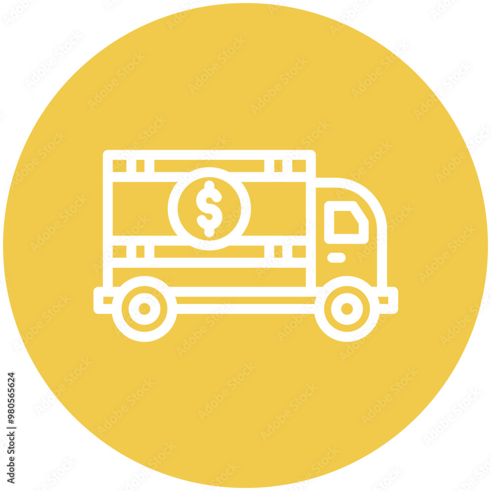 Sticker Cash Transfer Vehicle vector icon illustration of Business & Economy iconset.