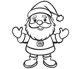 Cartoon Illustration of Santa Claus Character for Coloring Book