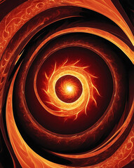 Abstract fire swirl with red to dark orange gradient