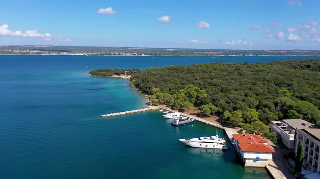 Yachts anchored in a port in Croatia
