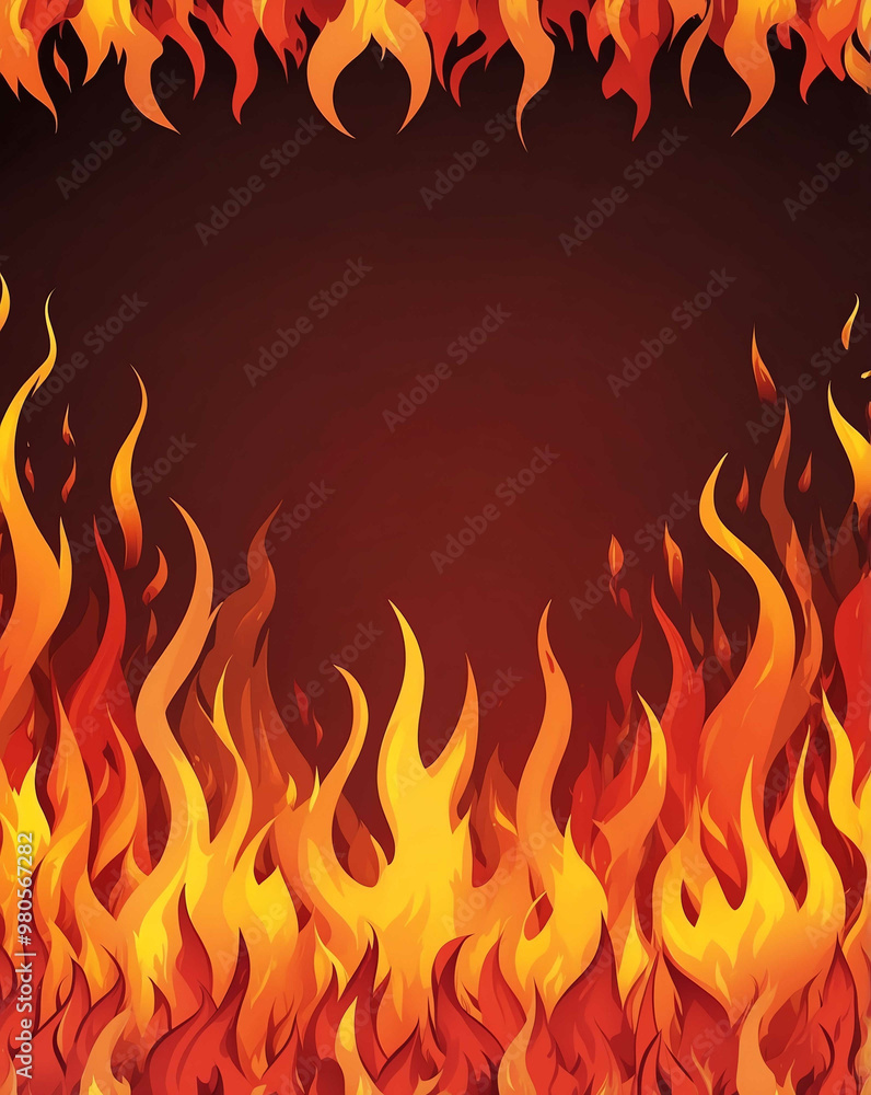 Poster Blazing fire gradient with orange to red flames