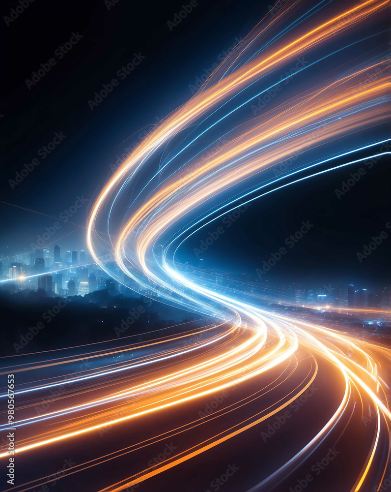 Poster blurred motion effect with speed light trails design