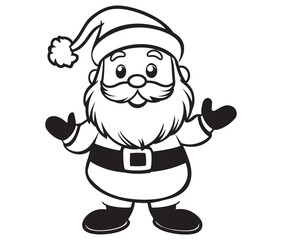 Cartoon Illustration of Santa Claus Character for Coloring Book