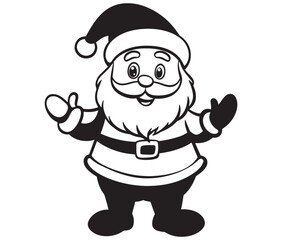 Cartoon Illustration of Santa Claus Character for Coloring Book