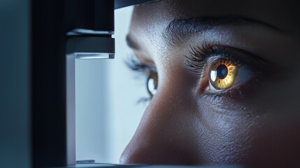 Close-up Examination of Patient's Eye with High-Tech Scanning Device Revealing Intricate Details