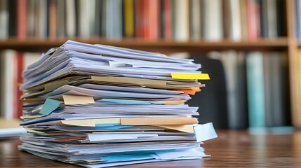 A Large Stack of Papers with Sticky Notes