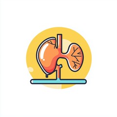 Flat Icon Bladder Side View - Muted Orange & Yellow Tones