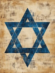 Blue Star of David on Grunge Background